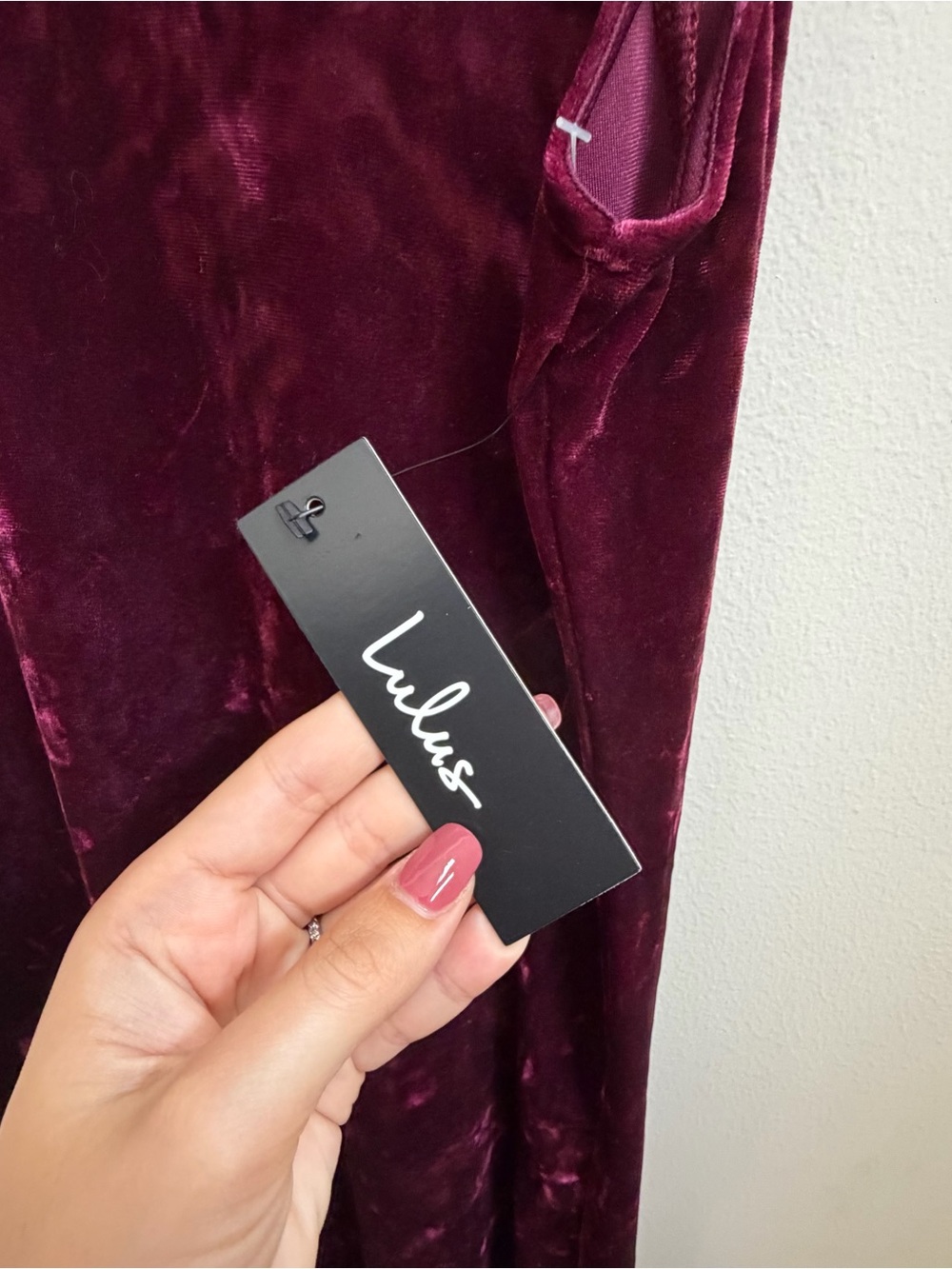 Lulu's Love & Memories Burgundy Velvet Maxi Dress Side Slit NWT - Picture 5 of 10